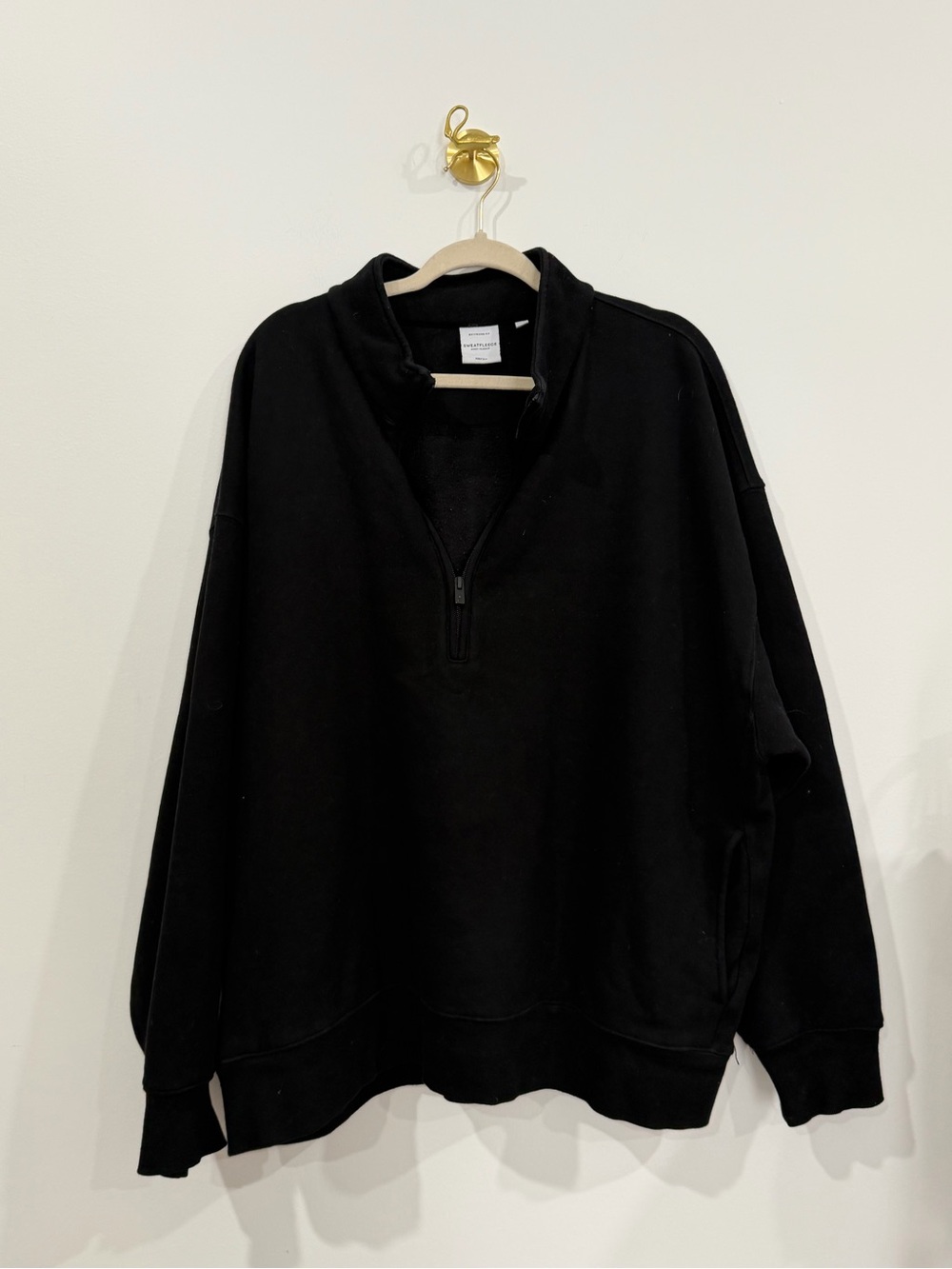 Aritizia Quarter Zip pullover boyfriend fit sweat fleece cozy black SIZE 2X